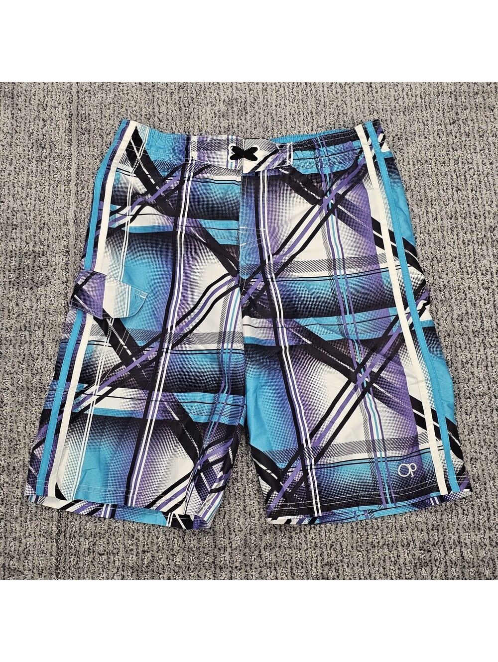 VTG 90s Ocean Pacific OP Board Shorts Swim Trunks Mens Large Geometric